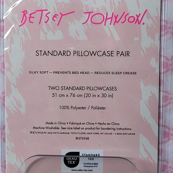 Betsey Johnson Petal Pink Coquette Bow Ribbon Satin Pillowcases 20 X 30‎ NIP - Picture 5 of 6